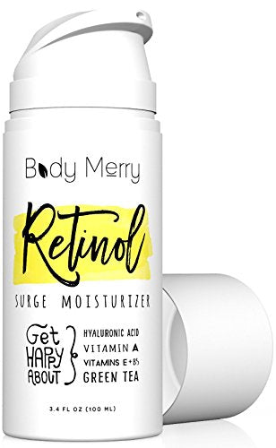 Body Merry Retinol Moisturizer Anti Aging/Wrinkle & Acne Face Moisturizer Cream w Hyaluronic Acid + Vitamins; Deep Hydration for Men & Women! 3.4 oz: Beauty