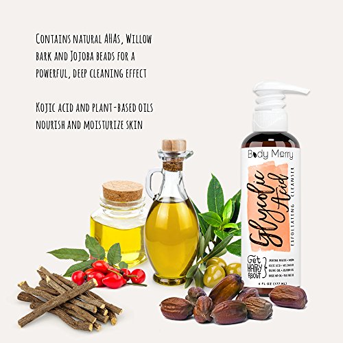 Glycolic Acid Exfoliating Cleanser Anti-Aging Face Wash w AHA, Tea Tree and Rosehip Extracts for Wrinkles, Lines & Spots Reduction & Acne: Beauty