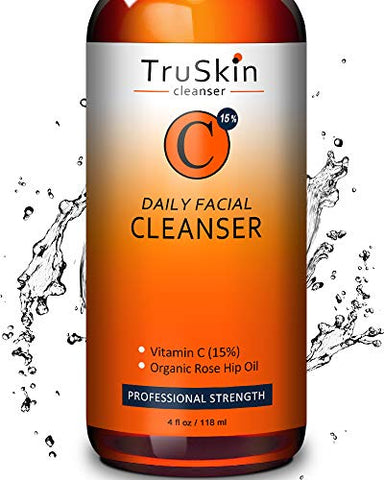 Vitamin C Daily Facial Cleanser - Restorative Anti-Aging Face Wash for All Skin Types with 15% Vitamin C, Aloe Vera, MSM & Rosehip Oil