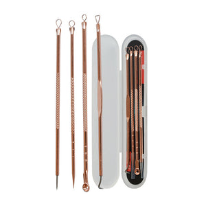 4PCS Blackhead/Acne Extractor Rose Gold Blemish Remover Needles Set Black Spots Pore Cleanser Tool