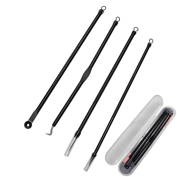 4PCS Blackhead/Acne Extractor Rose Gold Blemish Remover Needles Set Black Spots Pore Cleanser Tool